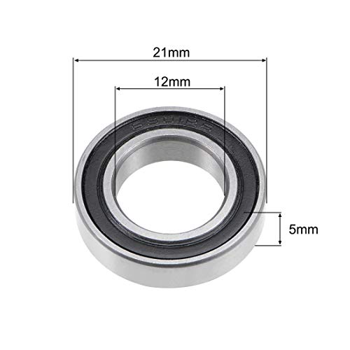 sourcing map Rodamiento de bola 6801-2RS de 12x21x5mm, Rodamiento de doble sellado ABEC-1 10 unidades