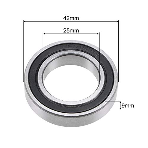 sourcing map Rodamiento de bola 6905-2RS de 25x42x9mm, Rodamiento de doble sellado ABEC-1 2 unidades