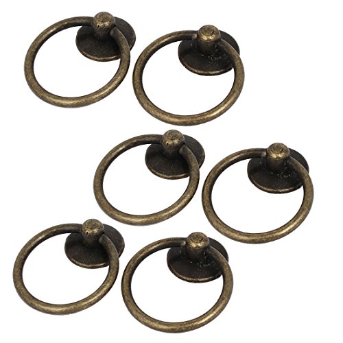 sourcing map Tirador Manija Anillo De Caja De Puerta De Muebles De Estilo Retro De Tono Bronce 52X43X13Mm 6Pcs