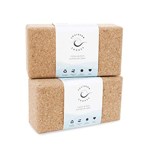 Southern Shores Bloque Yoga Corcho | Corcho 100% Natural de Fabricación Ecológica | Bloques de Corcho para Yoga y Pilates | Yoga Cork Block Antideslizante y Sostenible [23 x 12 x 7,5 cm]