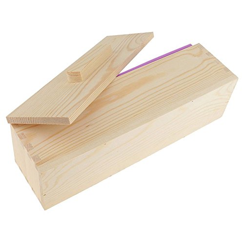 SovelyBoFan Molde de Silicona de jabon Hecho a Mano DIY - Molde de jabon Rectangular con Caja de Madera y Tapa de Madera - Purpura + Madera, 900 ml