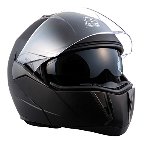 Soxon SF-99 Integrale Casco da motocicletta, ECE certificado, dos viseras incluidas, incluyendo bolsa de casco, M (57-58cm), Mate Negro
