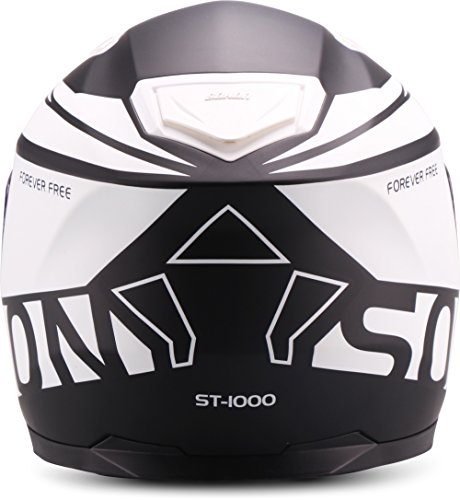 Soxon ST-1000 - Casco integral, Casco de Rostro Completo para Moto, Visera ECE, Cierre rápido, con Bolsa, Negro, M (57-58cm)