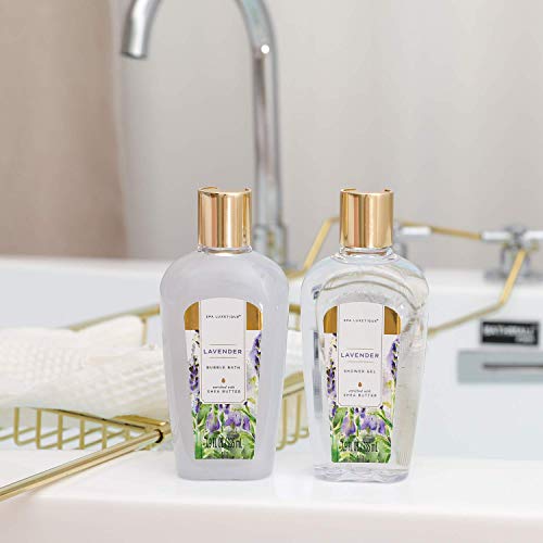 Spa Luxetique Set de Spa para el Hogar a Lavanda, Set de Regalo de Baño con Bañera, Regalos Pequeños para Mujer, Set de Baño y Ducha con 8 Piezas, Incluye Gel de Ducha, Baño de Burbujas