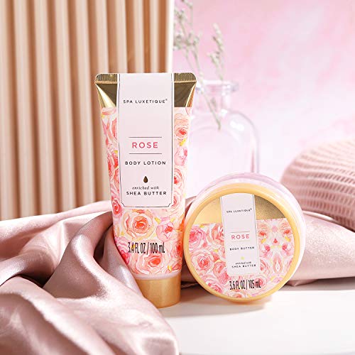 Spa Luxetique Set de Spa para el Hogar a Rosa, Set de Regalo de Baño, Regalos Pequeños para Mujer, Set de Baño y Ducha con 8 Piezas,Incluye Loción Corporal,Manteca Corporal, Bombas de Baño