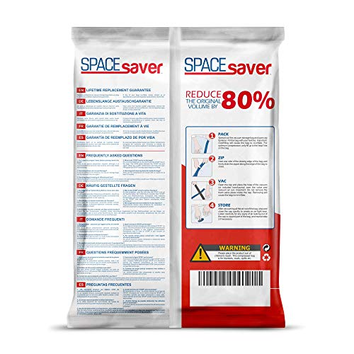 Space Saver - Bolsa de Almacenamiento al vacío Reutilizable, Extragrande, 6 Unidades, Cremallera Doble y válvula de Salida, Incluye Bomba de Viaje, incoloro, Jumbo - 6 Pack Space Saver - Bolsa de Almacenamiento al vacío Reutilizable, Extragrande, 6 Unidades, Cremallera Doble y válvula de Salida, Incluye Bomba de Viaje, incoloro, Jumbo - 6 Pack