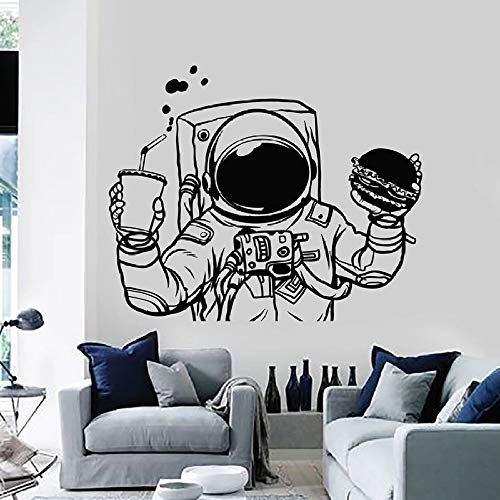 Spaceman Wall Decal Cosmonaut Space Burger Drink Fast Food Vinyl Window Stickers Niños Niños Dormitorio Nursery Creative69x57 cm