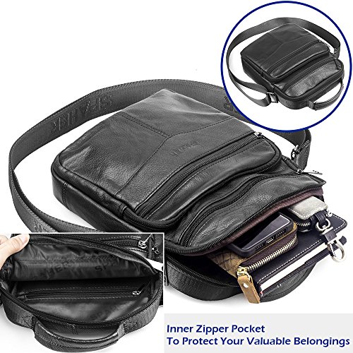 SPAHER IPAD Bolso de cuero Bolso De mano de los hombres del trabajo Hombro del negocio del morral Backpack Crossbody Bolso ocasional del recorrido de la honda del totalizador Grande