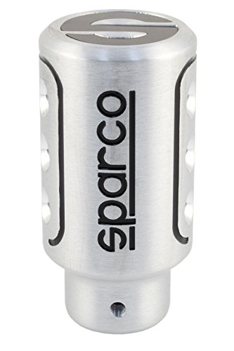 Sparco OPC01030000 Pomo de Cambio de Marcha para Coche Racing Color Logo Blanco Universal, Plata/Negro