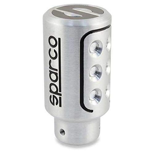 Sparco OPC01030000 Pomo de Cambio de Marcha para Coche Racing Color Logo Blanco Universal, Plata/Negro Sparco OPC01030000 Pomo de Cambio de Marcha para Coche Racing Color Logo Blanco Universal, Plata/Negro