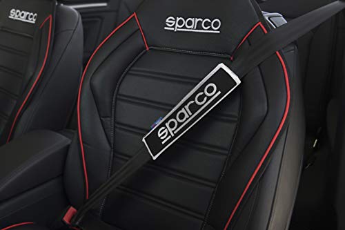 Sparco OPC12120001 Set de 2 Almohadillas Universales de Cinturón para Coche color negro con franja gris