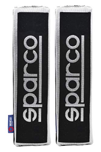 Sparco OPC12120001 Set de 2 Almohadillas Universales de Cinturón para Coche color negro con franja gris