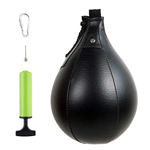 Speed Bag Boxing - Pelota De Boxeo Velocidad Kit con Bomba De Inflado Y Botón De Seguridad, Speedball Boxeo De Cuero, Boxeo Bola De Velocidad para MMA, Muay Thai O Entrenamiento Deportivo