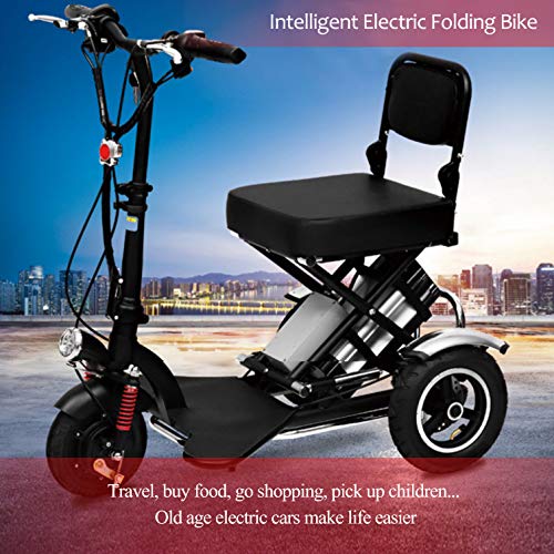 SPEED Mini Triciclo Eléctrico Plegable Scooter Eléctrico Adultos Litio Portátil para Discapacitados Ancianos Batería Coche 48V Puede Durar 60 Km Black