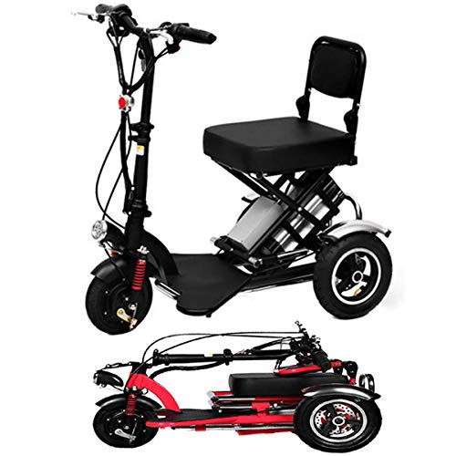 SPEED Mini Triciclo Eléctrico Plegable Scooter Eléctrico Adultos Litio Portátil para Discapacitados Ancianos Batería Coche 48V Puede Durar 60 Km Black