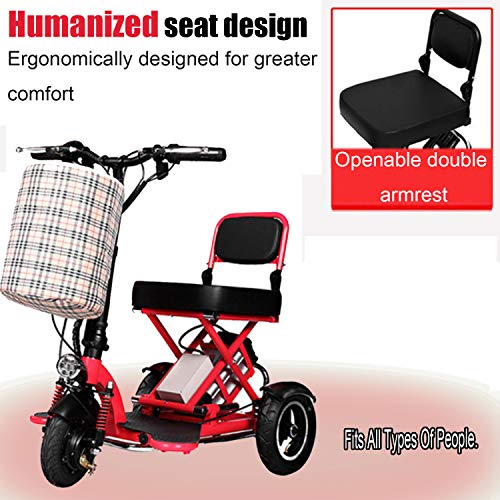 SPEED Mini Triciclo Eléctrico Plegable Scooter Eléctrico Adultos Litio Portátil para Discapacitados Ancianos Batería Coche 48V Puede Durar 60 Km Black