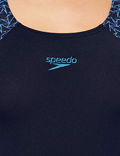 Speedo Boom Splice Muscleback Bañadores de Mujer para Natación, Color Marina/Azul Piscina, Talla 36