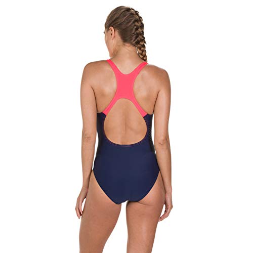 Speedo Gala Logo Medalist Bañador, Mujer, Navy/Psycho Red, 40 (ES 46)