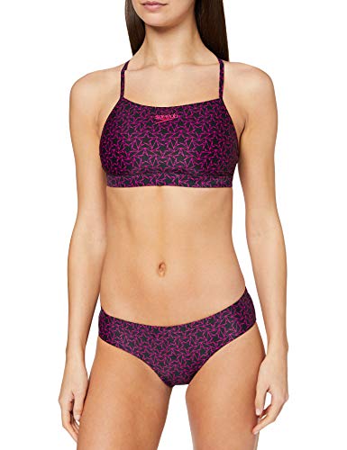 Speedo Thinstrap con Boomstar Integral De 2 Piezas Bikini, Mujer, Negro/Rosa eléctrico, 30 (ES 36)