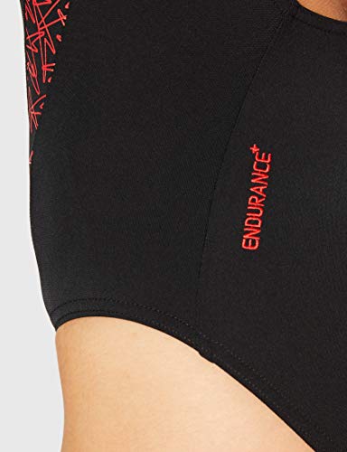 Speedo Women Boom Splice Muscleback Swimsuit - Black/Lava Red, 40 Speedo Women Boom Splice Muscleback Swimsuit - Black/Lava Red, 40