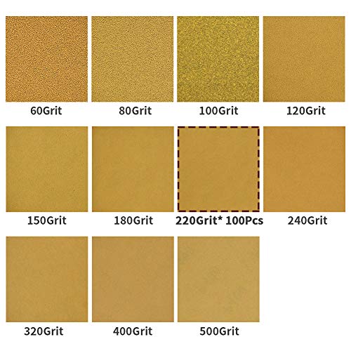 SPEEDWOX 100 discos de lija de 125 mm con 8 agujeros sin polvo con gancho y papel de lija para lijadora orbital al al azar, Grano 220, discos de acabado amarillo para carpintería automotriz SPEEDWOX 100 discos de lija de 125 mm con 8 agujeros sin polvo con gancho y papel de lija para lijadora orbital al al azar, Grano 220, discos de acabado amarillo para carpintería automotriz
