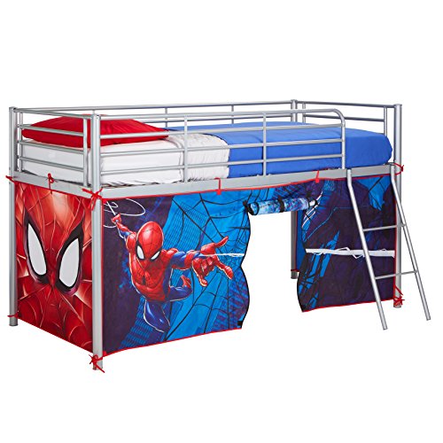 Spiderman Carpa para Cama altillo, Poliéster, Rojo, 80 x 90 x 190 cm