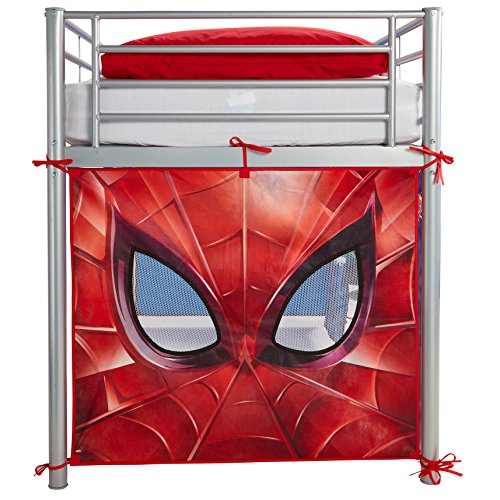 Spiderman Carpa para Cama altillo, Poliéster, Rojo, 80 x 90 x 190 cm