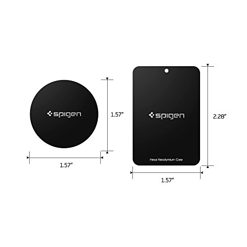 Spigen KUEL [MP-4P], Placa de Metal para Magnética Soporte Móvil Para Coche, Adhesivo de 3M, 2 Rondas, 2 Rectángulos, 4 Protectores de Rayadadura y Fácil Aplicación