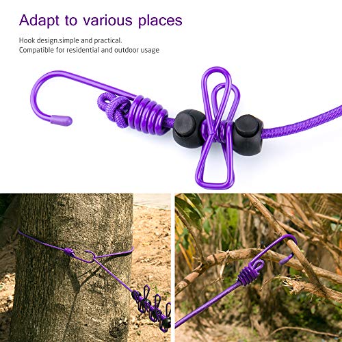 Splaks Portátil Tendedero,Elástico Ajustable Retráctil Cuerda de Ropa con 12clips,Hebillas de Posicionamiento Negro 13pcs,al Aire Libre y para Viajes de Campamento Senderismo, 2pack(Azul, Morado) Splaks Portátil Tendedero,Elástico Ajustable Retráctil Cuerda de Ropa con 12clips,Hebillas de Posicionamiento Negro 13pcs,al Aire Libre y para Viajes de Campamento Senderismo, 2pack(Azul, Morado)