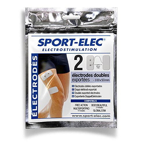 Sport-Elec EAEXP100x50 - Set 4 electrodos Dobles movibles, Unidos con Cable