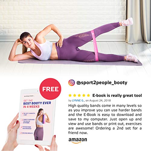 sport2people Juego de Bandas de Ejercicio con 2 Libros electrónicos de Ejercicios para fortalecimiento Muscular y Fisioterapia – Mini Fitness Bandas para glúteo, Cadera y piernas (4 Set Pink)