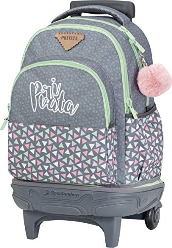 Sportandem Mochila Colegio Privata Party, con Ruedas, Mochila con Carrito Desmontable, Cremallera Metalica Gruesa y Bolsillo Organizador Interno - Medidas 34,5 x 44,5 x 23 cm