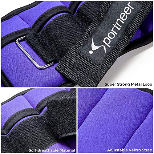 Sportneer - Juego de 2 Pesas para Tobillo y muñeca (0.97 g hasta 4.6 kg), Color Negro (Negro y púrpura) Sportneer - Juego de 2 Pesas para Tobillo y muñeca (0.97 g hasta 4.6 kg), Color Negro (Negro y púrpura)