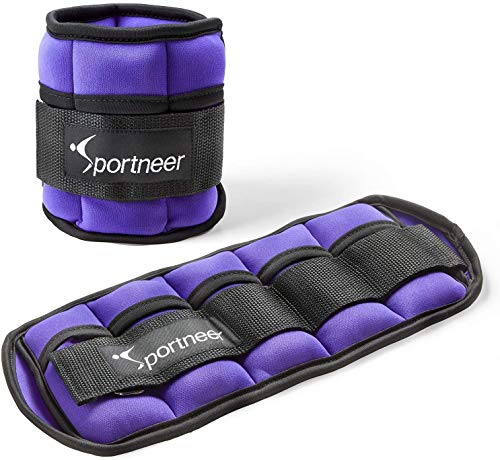 Sportneer - Juego de 2 Pesas para Tobillo y muñeca (0.97 g hasta 4.6 kg), Color Negro (Negro y púrpura)