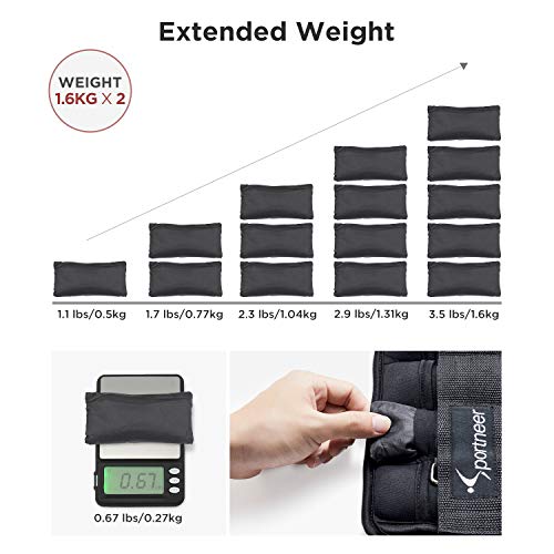 Sportneer - Juego de 2 Pesas para Tobillo y muñeca (454 g hasta 3,18 kg), Color Negro Sportneer - Juego de 2 Pesas para Tobillo y muñeca (454 g hasta 3,18 kg), Color Negro