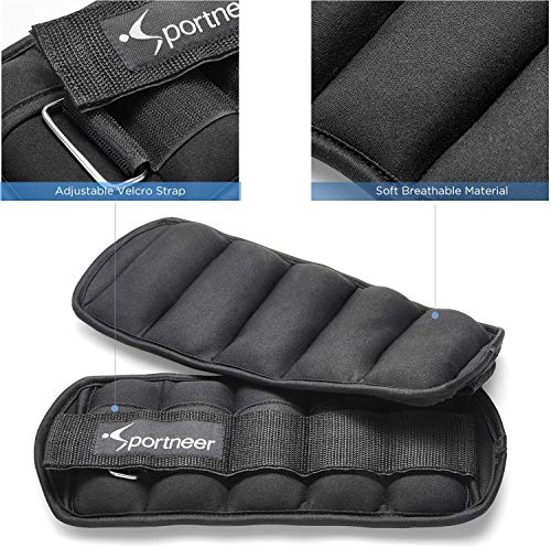 Sportneer - Juego de 2 Pesas para Tobillo y muñeca (454 g hasta 3,18 kg), Color Negro Sportneer - Juego de 2 Pesas para Tobillo y muñeca (454 g hasta 3,18 kg), Color Negro