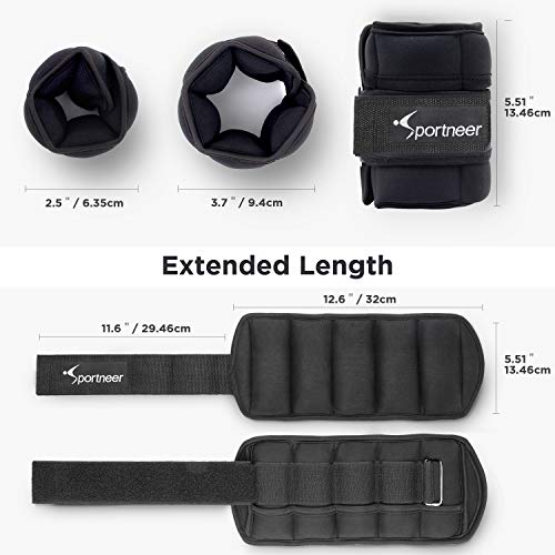 Sportneer - Juego de 2 Pesas para Tobillo y muñeca (454 g hasta 3,18 kg), Color Negro Sportneer - Juego de 2 Pesas para Tobillo y muñeca (454 g hasta 3,18 kg), Color Negro
