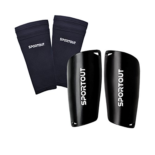 Sportout - Espinilleras de fútbol para niños y jóvenes con Mangas elásticas, Ofrece una protección Integral para Sus piernas (Negro, L) Sportout - Espinilleras de fútbol para niños y jóvenes con Mangas elásticas, Ofrece una protección Integral para Sus piernas (Negro, L)