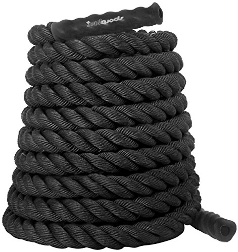 SportPlus SP-BR-015 Cuerda de Batalla-Crossfit-Entrenamiento Funcional y Resistencia, Negro, 15m-12kg