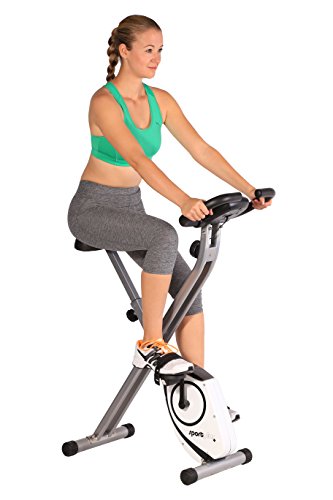 SportPlus X-Bike – Bicicleta Estática con Monitor de Frecuencia Cardíaca – Sistema de Frenos Magnético con 8 Niveles de Resistencia – Max. Peso de Usuario 100 kg – Plegable