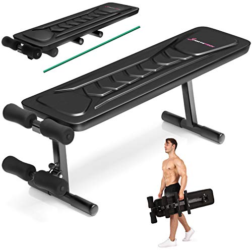 Sportstech Banco de Pesas 30en1 BRT100, Plegado Inteligente, diseño Antideslizante, con Acolchado ergonómico EVA, prática asa de Transporte, Banco Plano de Fitness, Entrenador Abdominal