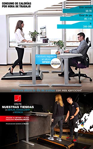 Sportstech Cinta de Correr DESKFIT DFT200 Ideal para Escritorio de Oficina. Trabajo ergonómico y Movimiento al Mismo Tiempo, sin Dolor de Espalda. con Soporte práctico para Tablet, Control Remoto by