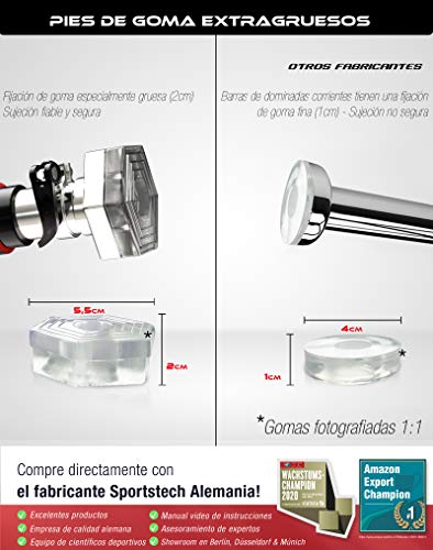 Sportstech KS200 Barra dominadas para Puerta con Sistema Hexagonal Patentado. Palanca tensora de Seguridad, 6 Puntos de presión. Carga máxima 300kg. Incluye Guantes y eBook Gratis - Barra musculacion