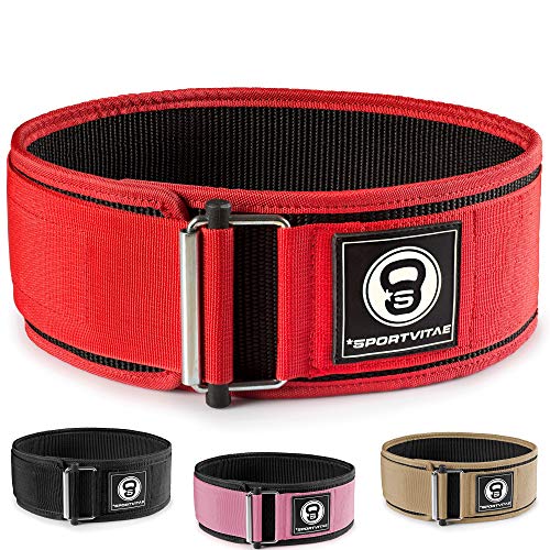 Sportvitae - Cinturón AUTOBLOCANTE Levantamiento de Pesas Nailon - Ideal Crossfit Musculación Halterofilia Powerlifting Fitness Entrenamientos de Fuerza - Ligero Resistente Ajustable - Hombre y Mujer