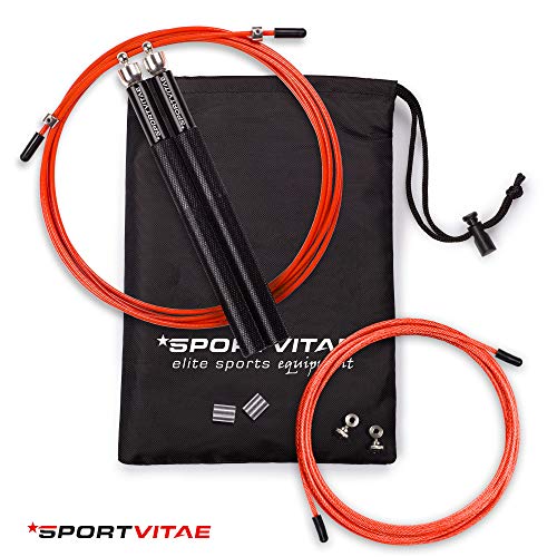 Sportvitae Comba ALUPRO de Alta Velocidad | Speed Jump Rope |Empuñaduras de Aluminio Muy Ligeras y Cómodas | Cable de Acero 2,5 mm | Cuerda Ideal para Crossfit, Boxeo, MMA, Fitness | Hombre y Mujer