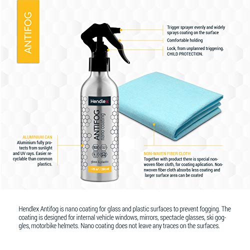 Spray Hendlex Nano Antivaho y anti condensación para todo tipo de materiales como cristales, plastico, espejos de baño, etc. 200ml