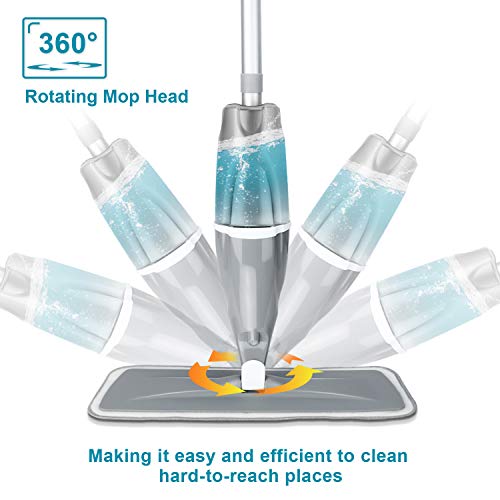 Spray Mop, Tencoz 640ml Fregona con Vaporizador Mopa Fregona con 3 La Almohadilla de Microfibra y 1 Rasqueta de Ducha, Mopa Spray Rotación de 360° Spray Mop, Tencoz 640ml Fregona con Vaporizador Mopa Fregona con 3 La Almohadilla de Microfibra y 1 Rasqueta de Ducha, Mopa Spray Rotación de 360°