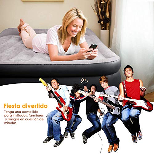 SPREEY Colchón Hinchable de Aire-Cama de Aire Individual Inflable 196 × 97 × 51cm, Bomba eléctrica integrada, Capa flocada, con Bolsa de Almacenamiento, Regalo/Invitados de Bienvenida/Camping/Viaje SPREEY Colchón Hinchable de Aire-Cama de Aire Individual Inflable 196 × 97 × 51cm, Bomba eléctrica integrada, Capa flocada, con Bolsa de Almacenamiento, Regalo/Invitados de Bienvenida/Camping/Viaje