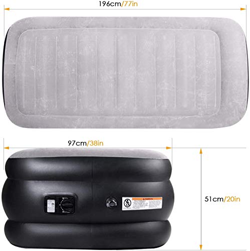 SPREEY Colchón Hinchable de Aire-Cama de Aire Individual Inflable 196 × 97 × 51cm, Bomba eléctrica integrada, Capa flocada, con Bolsa de Almacenamiento, Regalo/Invitados de Bienvenida/Camping/Viaje SPREEY Colchón Hinchable de Aire-Cama de Aire Individual Inflable 196 × 97 × 51cm, Bomba eléctrica integrada, Capa flocada, con Bolsa de Almacenamiento, Regalo/Invitados de Bienvenida/Camping/Viaje