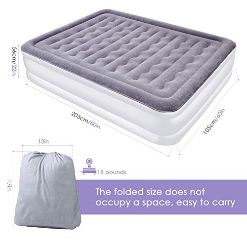 SPREEY Colchón Hinchable Double : 203 x 152 x 51 cm , colchon hinchable Inflado Automático en Tres Minutos , Invitados Durante la Noche (Incluye una Bolsa de Almacenamiento)